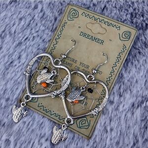 Dreamer Dreamcatcher with Cactus Charms Pierced Earrings